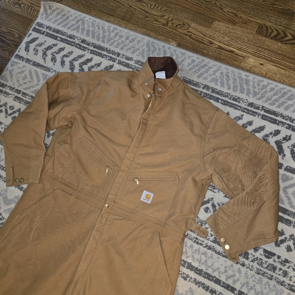 Carhartt Coveralls Mens Size 52 R Canvas Quilted Insulated Brown - Picture 3 of 9
